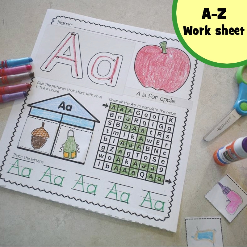 Children learning English 26 Alphabet A-Z Letters Writing find game ...