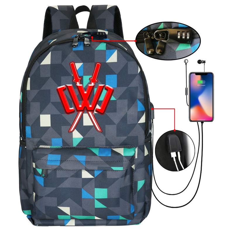 36 55L Chad Wild Clay Backpack CWC Student School Bag USB