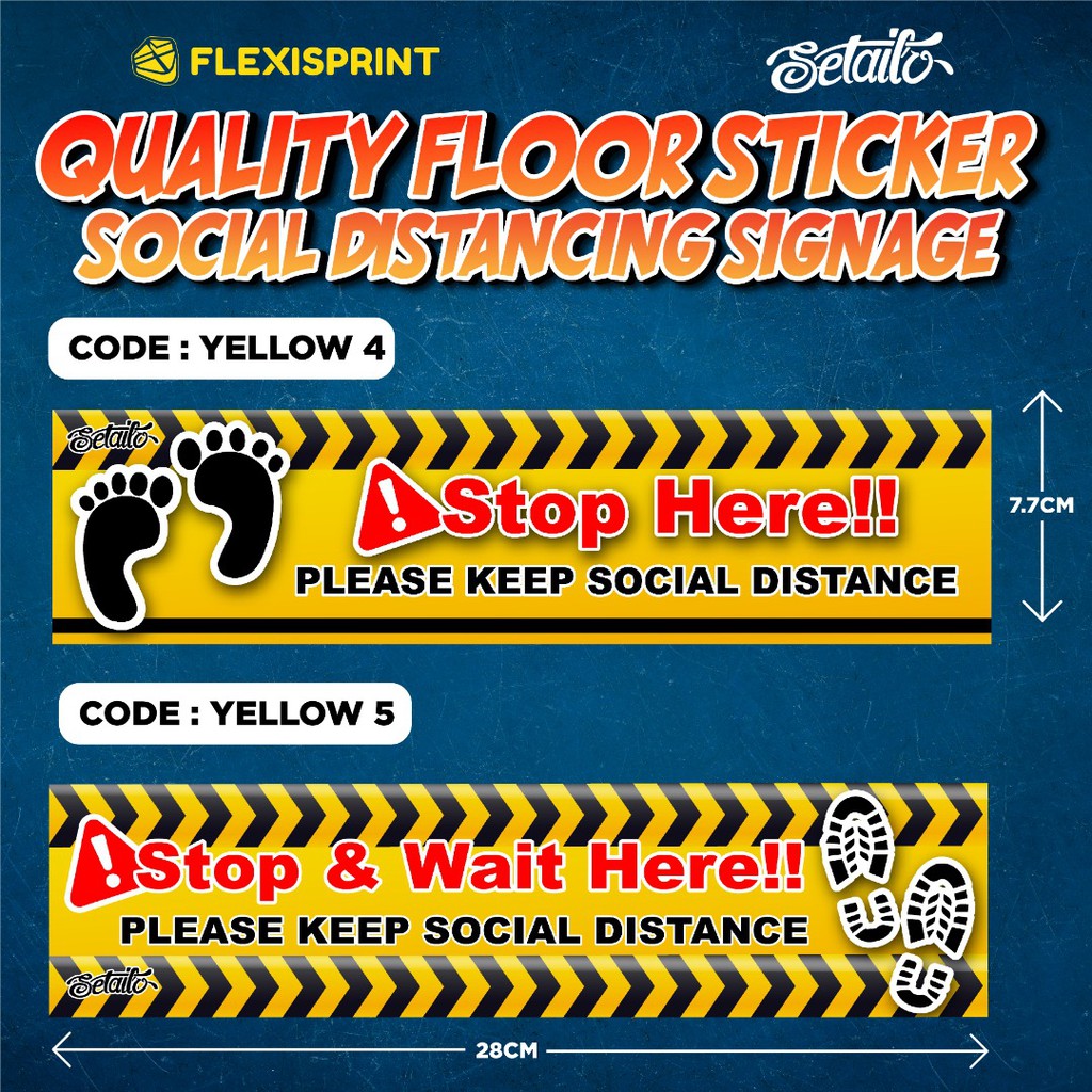 SOCIAL DISTANCE | FLOOR STICKER | SOP 1METER | STICKER KEKALKAN JARAK ...