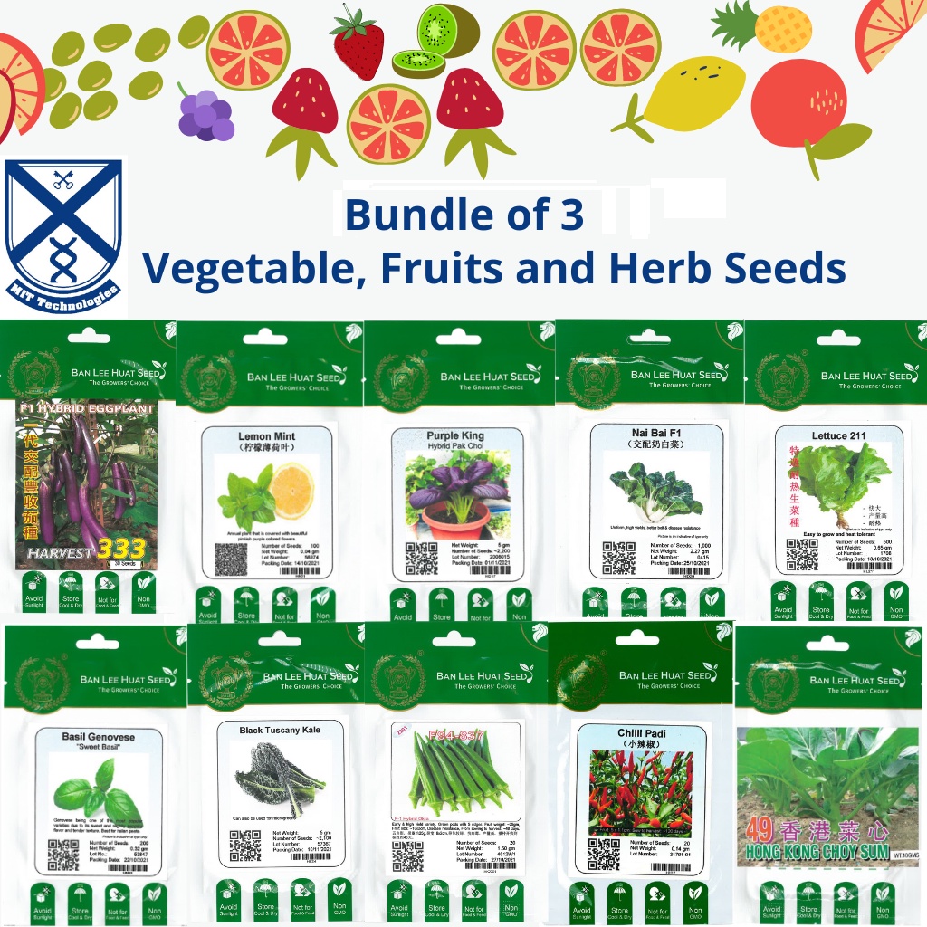 Mit Asia Seeds Bundle Of 3 Vegetables Veggies Fruits Herbs For