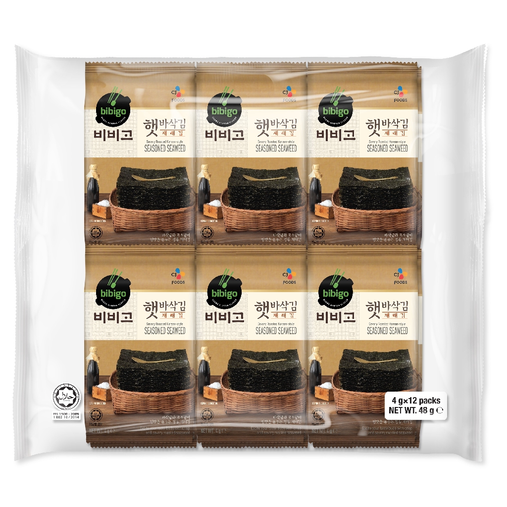 CJ Bibigo Savory Roasted Korean Seasoned Seaweed 12 X 4 G [Korean ...