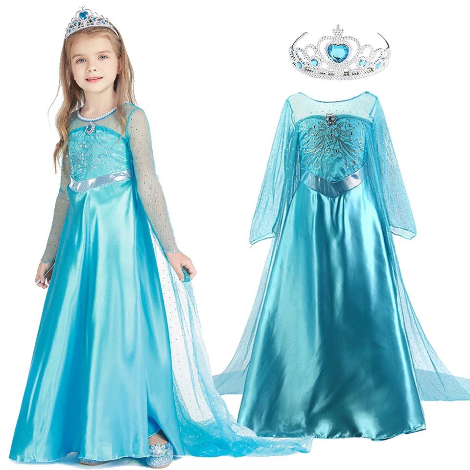 Frozen Anna Elsa Dress Kids Girls Birthday Party Cosplay Costume