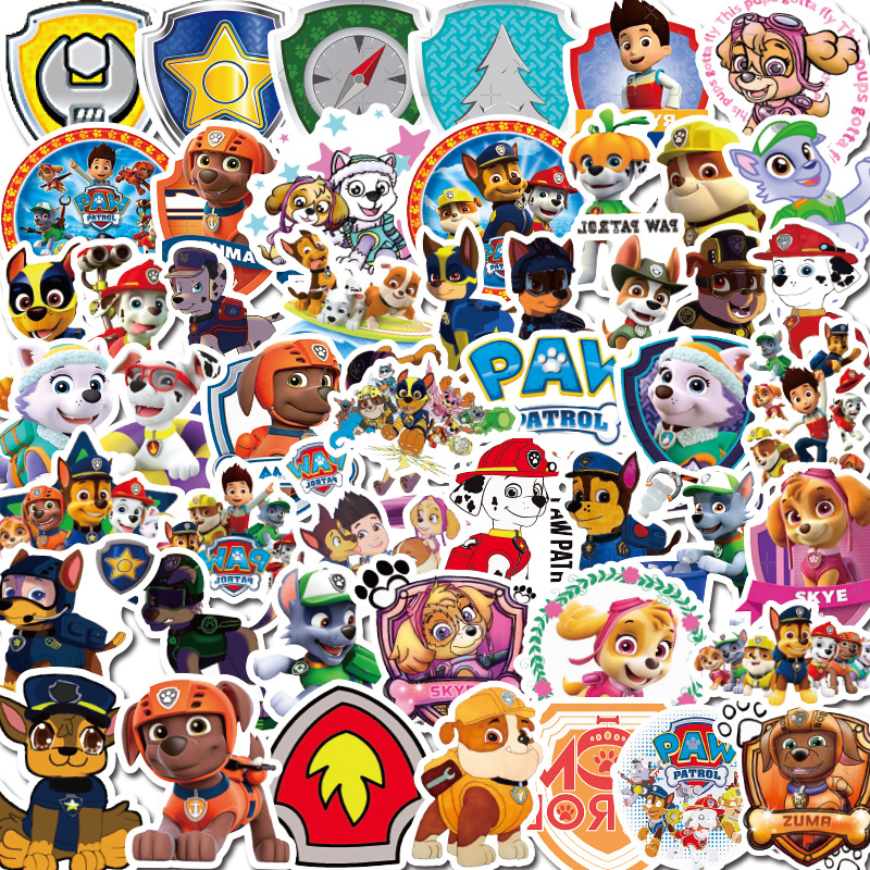 50 pcs Paw Patrol Cartoon Waterproof Stickers
