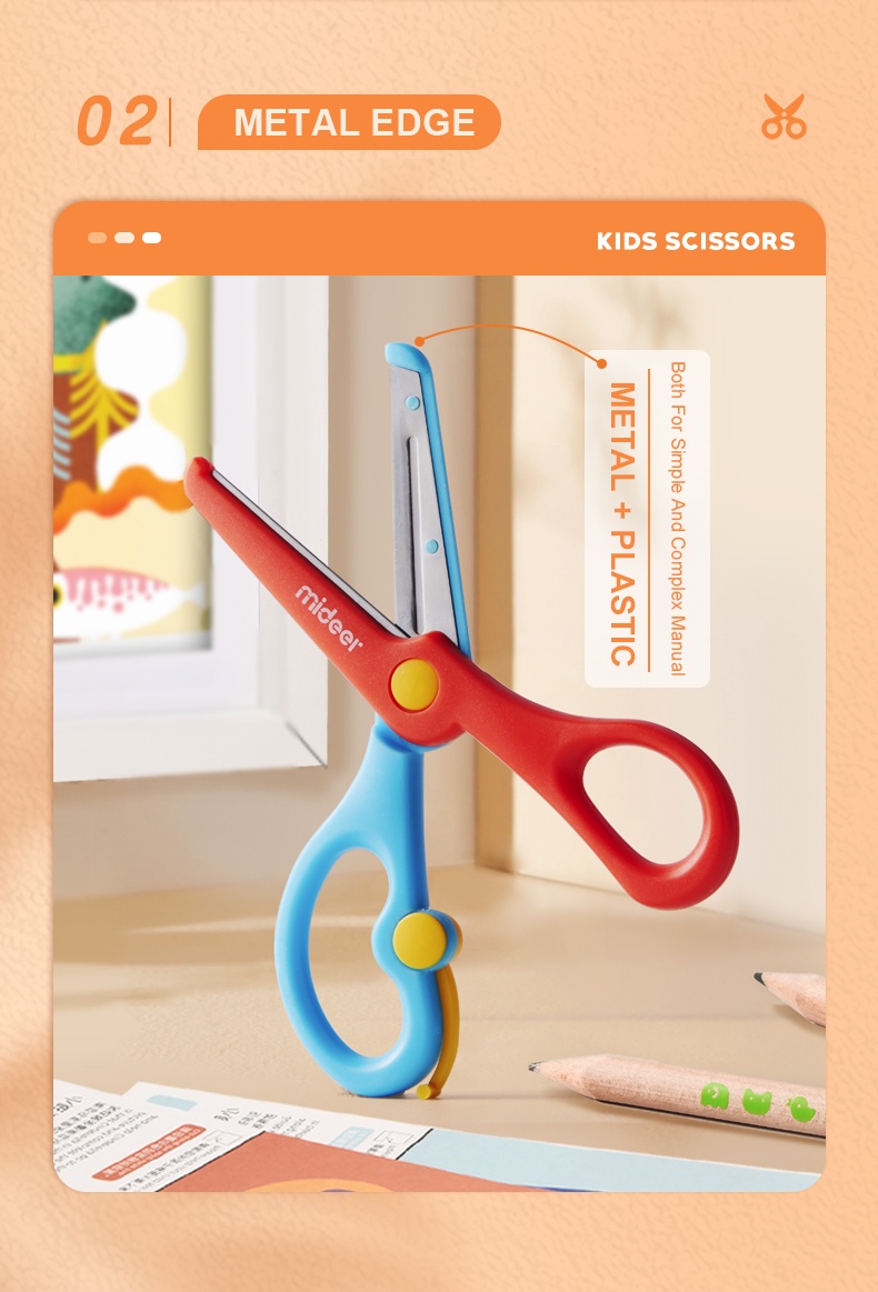 Mideer Kids Toddler Handmade Plastic Scissors Safety Mini Paper Cutting  Scissors For Child Mamual DIY Tools Kindergarten