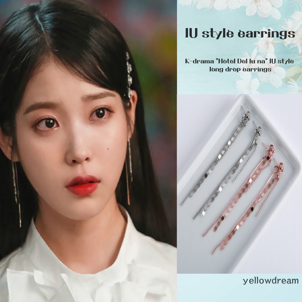 Yellow Dream k drama Hotel Del Luna IU earrings Long Drop earrings Korean earring Shopee Singapore