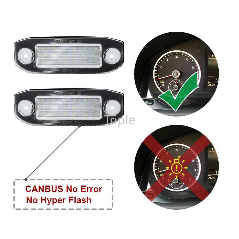 2Pcs Canbus LED License Plate Light for Volvo S80 XC90 S40 V60