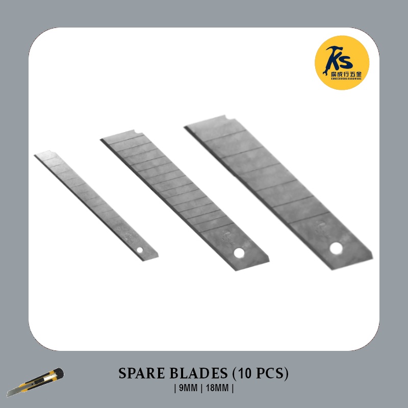 Spare Blades For Box Cutter ( 10PCS ) ( 9mm | 18mm | 25mm ) | Shopee ...