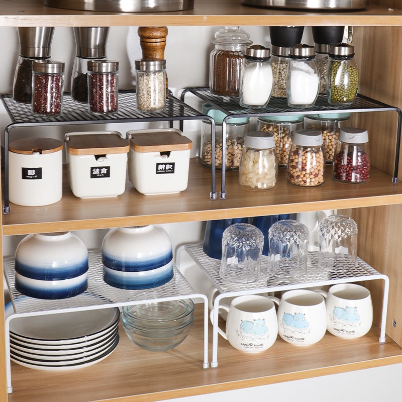 Adjustable Kitchen Storage Rack Cupboard Storage Shelf Single Layer ...
