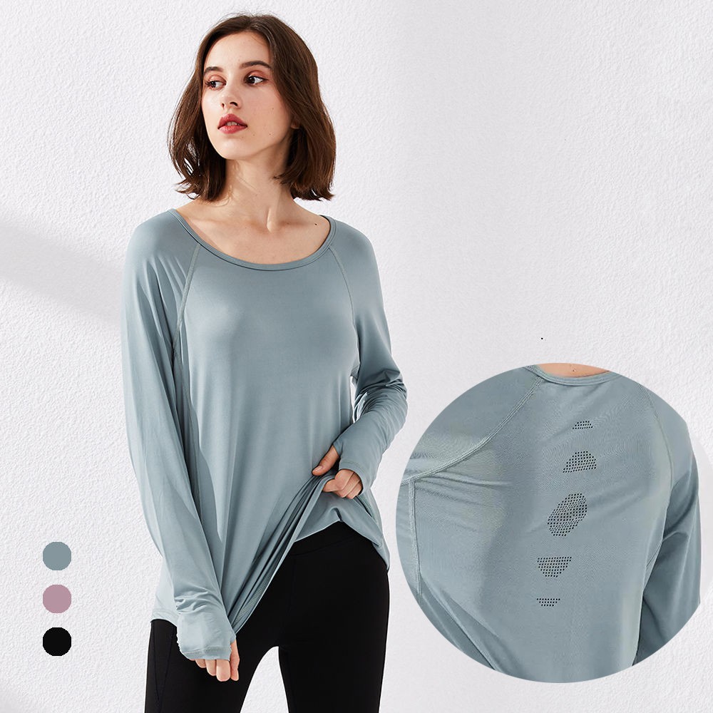 Long Sleeve Workout Shirts for Women Yoga Tops for Women， Loose