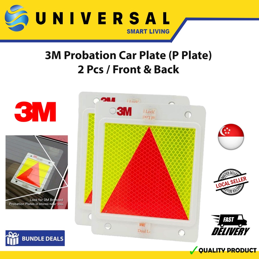 [SG SHOP SELLER] 3M Probation Car Plate (P Plate) 2 Pcs / Front & Back