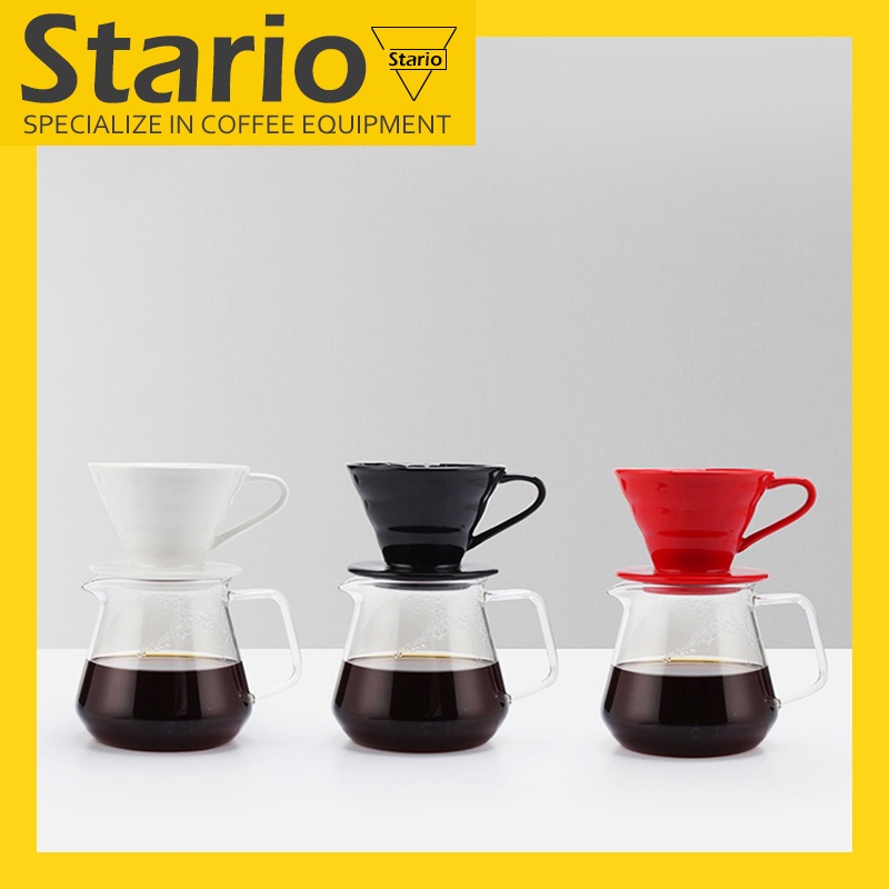 Stario Coffee Drip Set Ceramic Cup Filter Pitcher Model V60 Dripper
