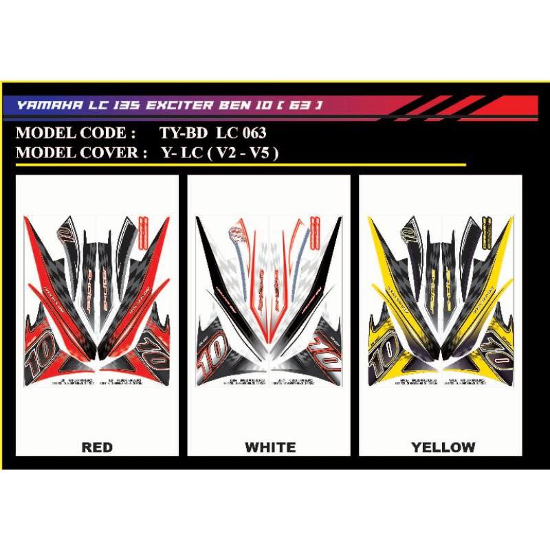 LC135 V2 V3 V4 V5 V6 v7 EXCITER BEN 10 (63) BODY STICKER | Shopee Singapore