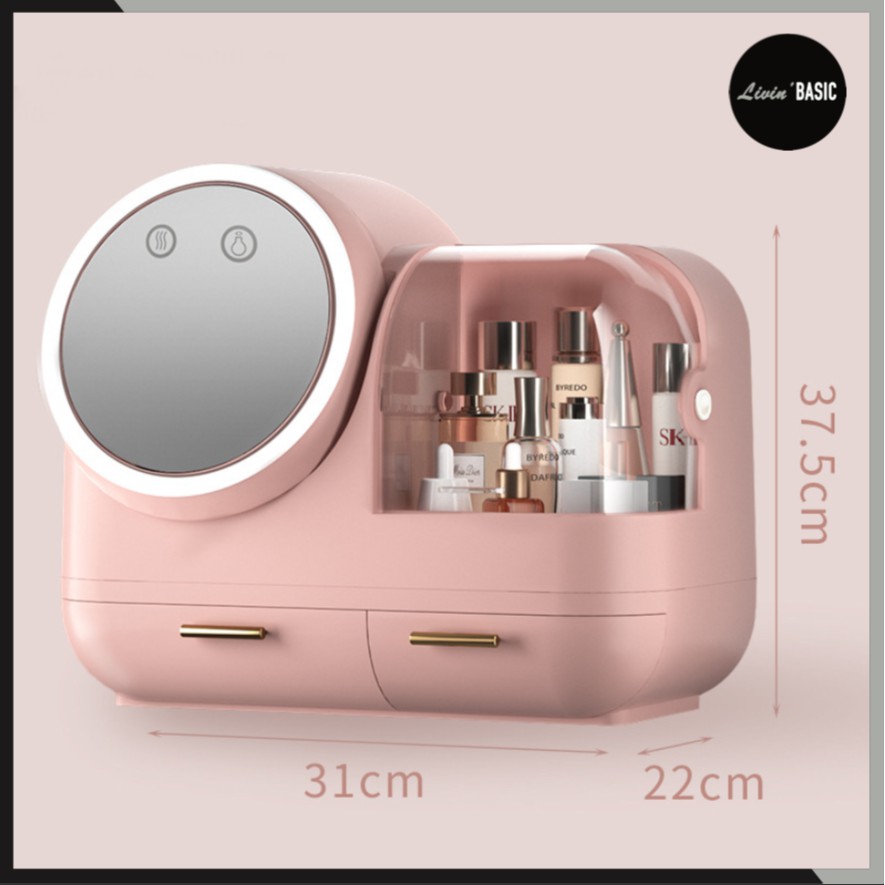 🌟SG INSTOCK🌟【4in1 Make Up Organizer 】Makeup Organiser Box w Mirror, LED ...