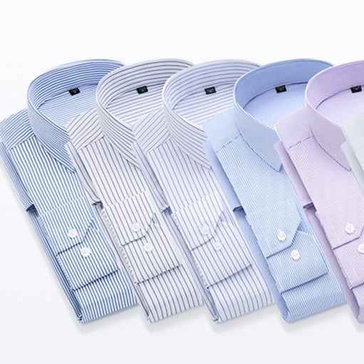 New White Long Sleeve Formal Dress Shirt Men Slim Fit Business Shirts Top Casual  Striped Male Clothing G82