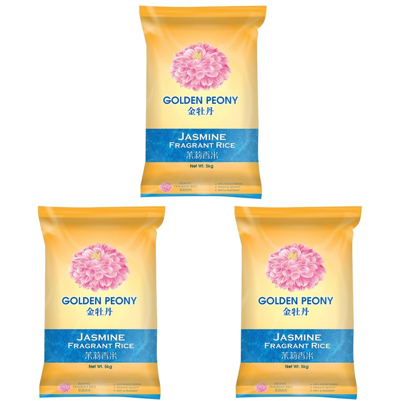 [Bundle of 3] Golden Peony Jasmine Fragrant Rice, 5KG (Halal) Shopee