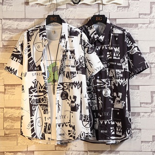 Men Button-Up Shirt Hawaiian Short Sleeve T-Shirt Tops 3D Digital Print  Shirts