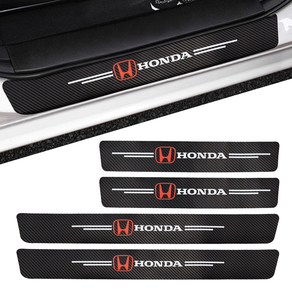 4Pcs Honda Carbon Fiber Car Door Sill Protector Threshold Stickers For Honda Mugen CR-V Fit VTEC City Civic Accord Vezel Pilot Jazz Styling Accessories