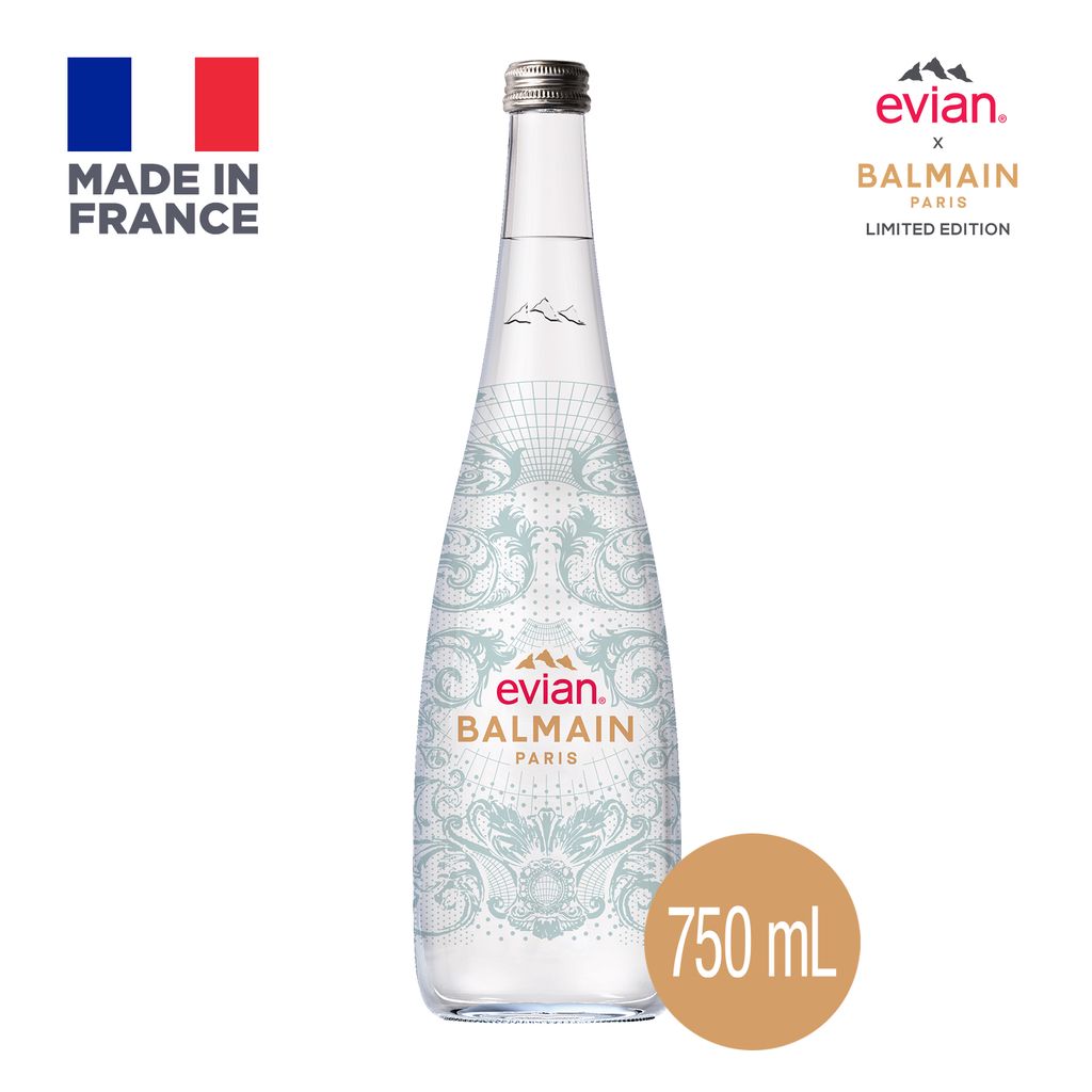 Evian X Balmain 2022 Limited Edition Mineral Water 750ML Glass Bottle