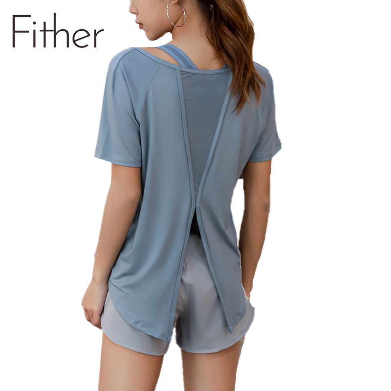 Fit.HER Relaxed Yoga Suit Women's Quick Dry T-shirt Sports Short Sleeve Net Gauze Shirt Running Summer Thin Sports Women