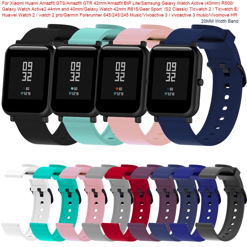 for Huami for Amazfit Bip GTS GTR 42mm for Samsung Galaxy Watch Active Active 2 Galaxy 42mm Silicone Strap Watch Band Accessory