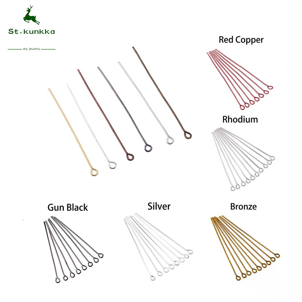 St.kunkka 200 Pcs 16-50mm Rhodium Gold Silver Eye Head Pins Needles Beads For Diy Jewelry Making Jewelry Accessories