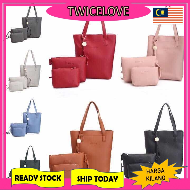 TWICELOVE 3 In 1 Handbag Bag Sling Beg Wallet Purse Tote Travel ...