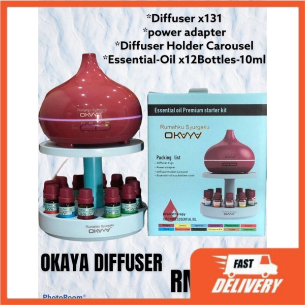 OKAYA DIFFUSER set (diffuser+holder+12 oil 10 ml) | Shopee Singapore