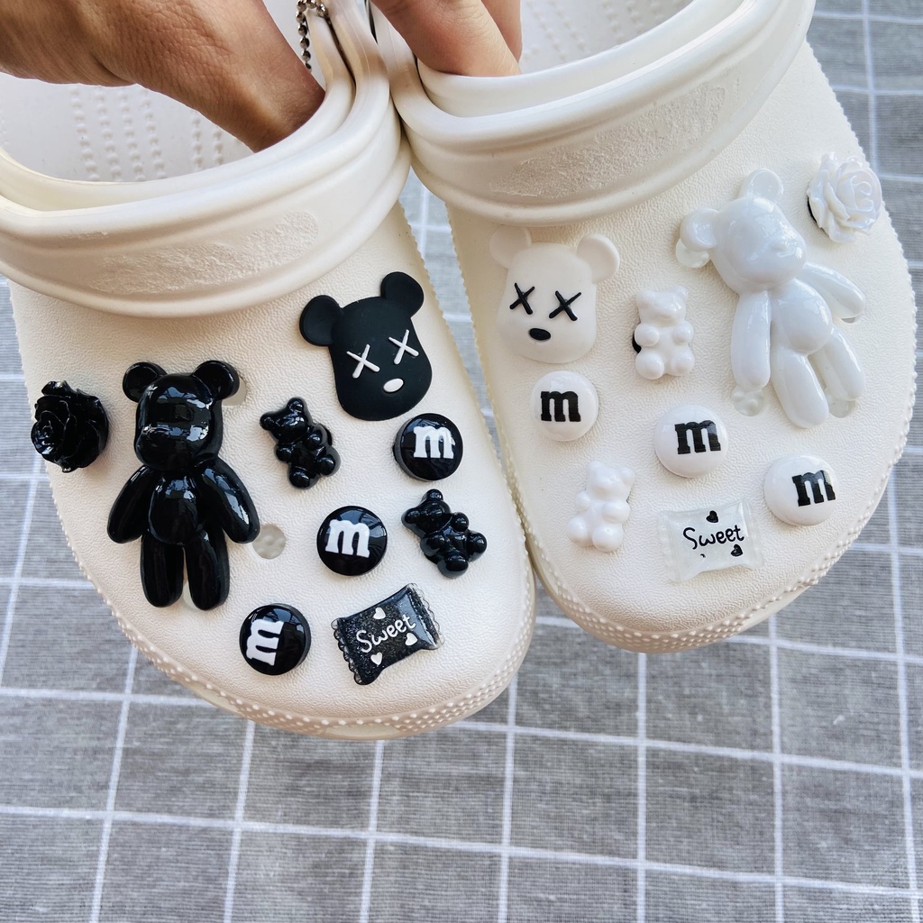 18PCS bearbrick KAWS clog slipper sticker Charm Button Fashion Shoes ...