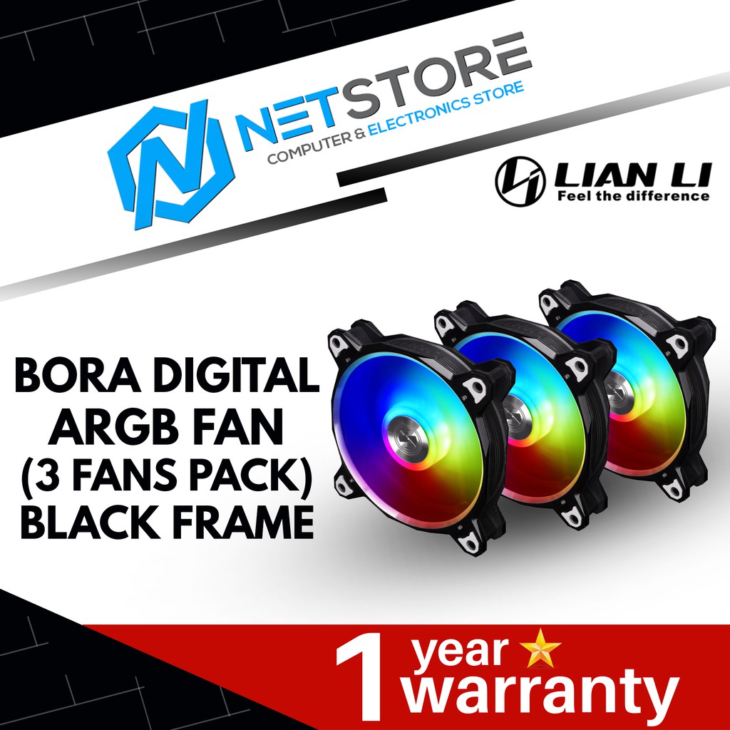 LIAN LI BORA DIGITAL Addressable RGB LED FAN (3 FANS PACK) - Black ...