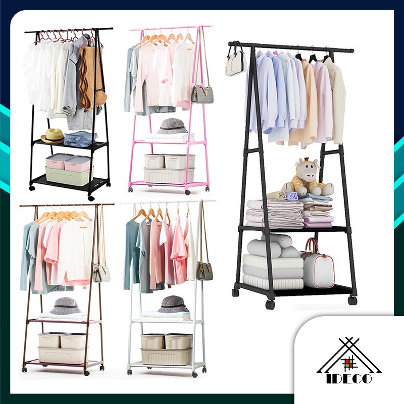 IDECO Metal Clothes Rack Cloth Rack Hanging Organizer Drying Rack ...