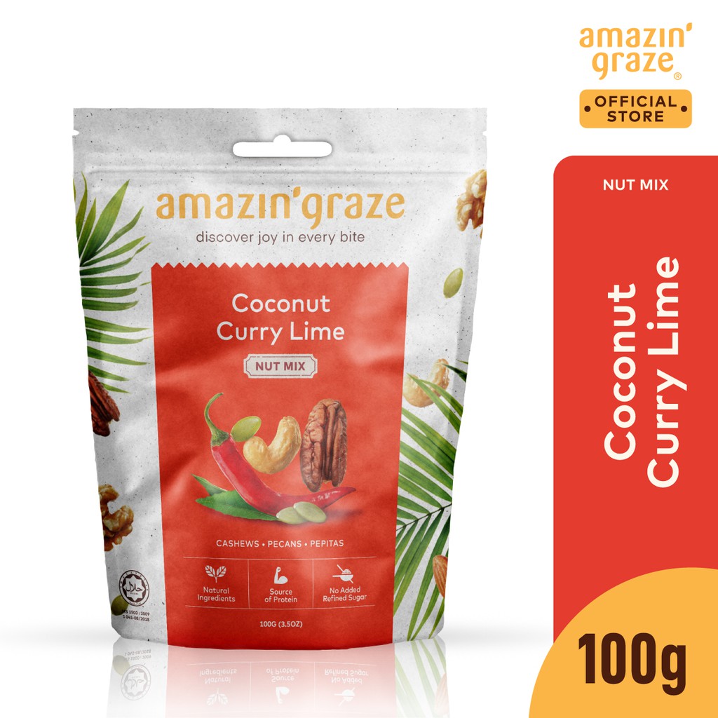 Amazin' Graze Coconut Curry Lime Nut Mix 100G (Halal) Shopee Singapore