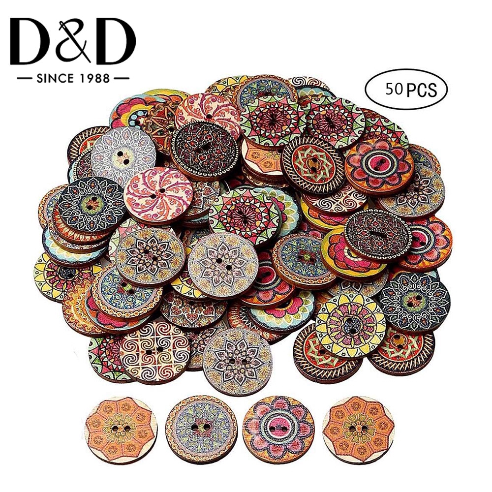 50/100Pcs Wooden Handmade Buttons 15/20/25mm Wooden Sewing Round