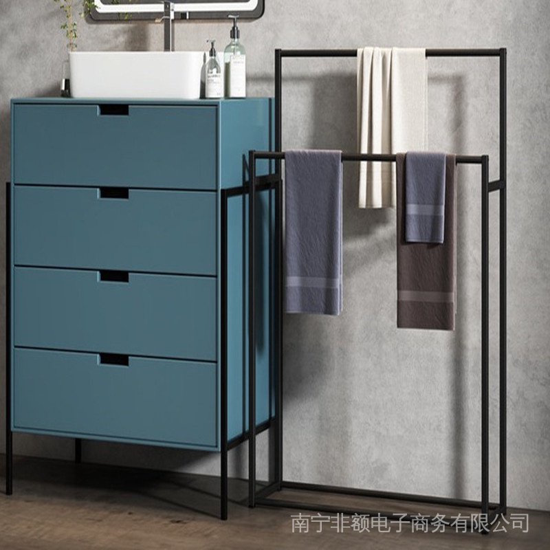 【In stock】[No punching] Nordic towel rack standing bathroom towel rack ...