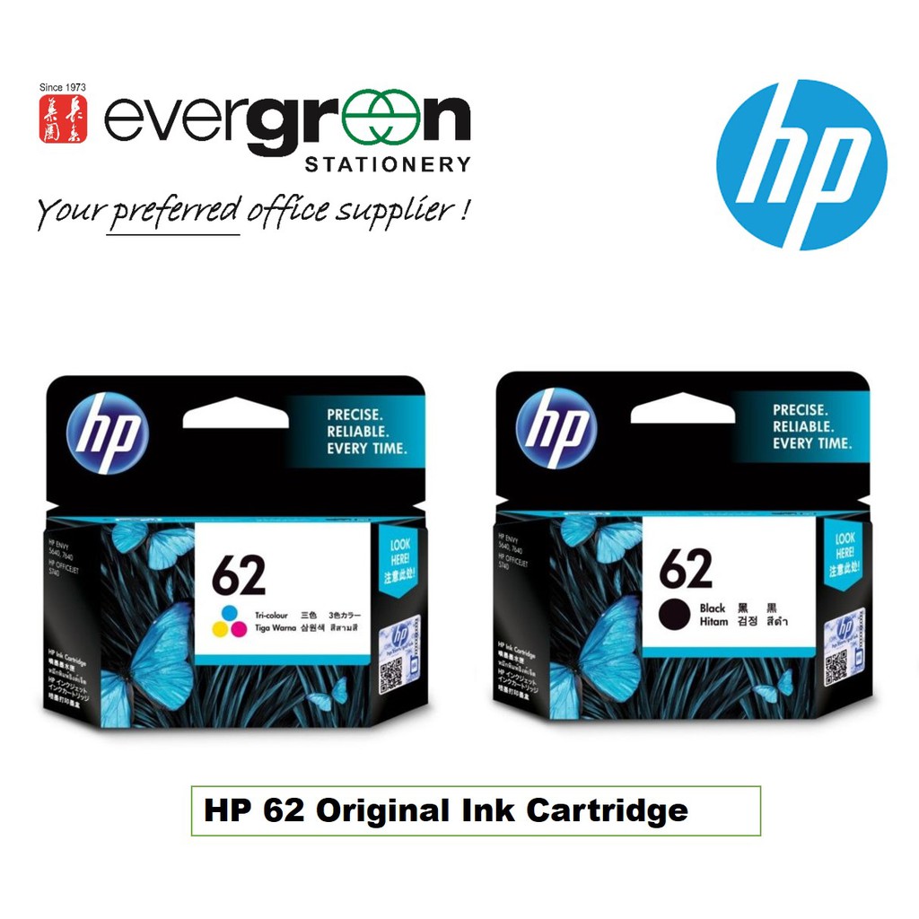 Hp 62 Black Tri Color Original Ink Cartridge Shopee Singapore