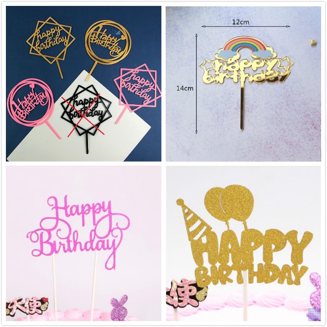 Acrylic Happy Birthday tag cake decoration cake topper | Shopee Singapore