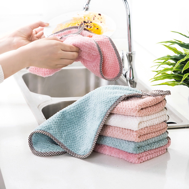 Kitchen Hand Towel Hanging Loop Soft Coral Small Soft Hand