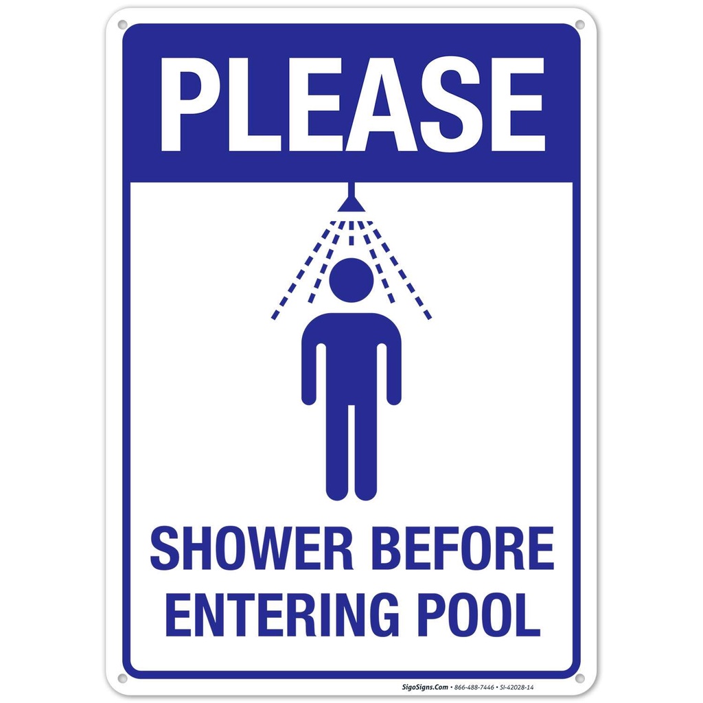 Please Shower Before Entering Pool Sign Pool Sign X Rust Free Aluminum