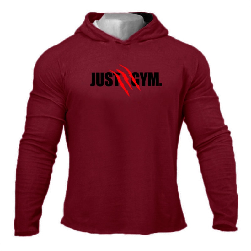 Mens Bodybuilding Long Sleeve Hooded T shirt Man Fitness Tracksuit Cotton Slim Fit Hooded Sweatshirts Male Gym Workout Clothing