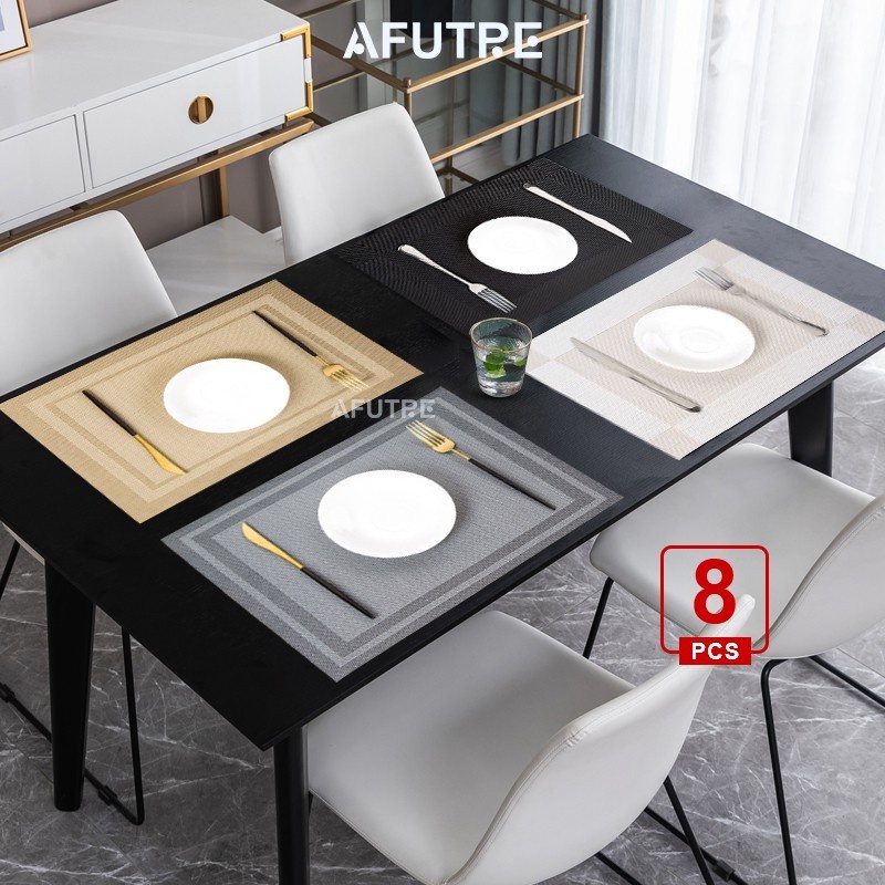 Afutre 8 Pcs Plastic Placemats for Kitchen Heat Resistant Non Slip