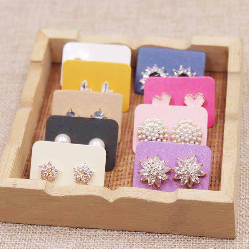 Jewelry card 100pc colorful  3.5x2.5cmearring paper package card DIY small stud earring card white kraft pink paper card
