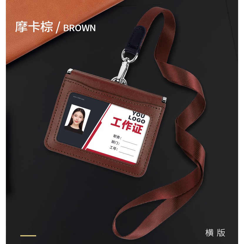 Luxury Leather ID Badge Holder Access Control Card Holders