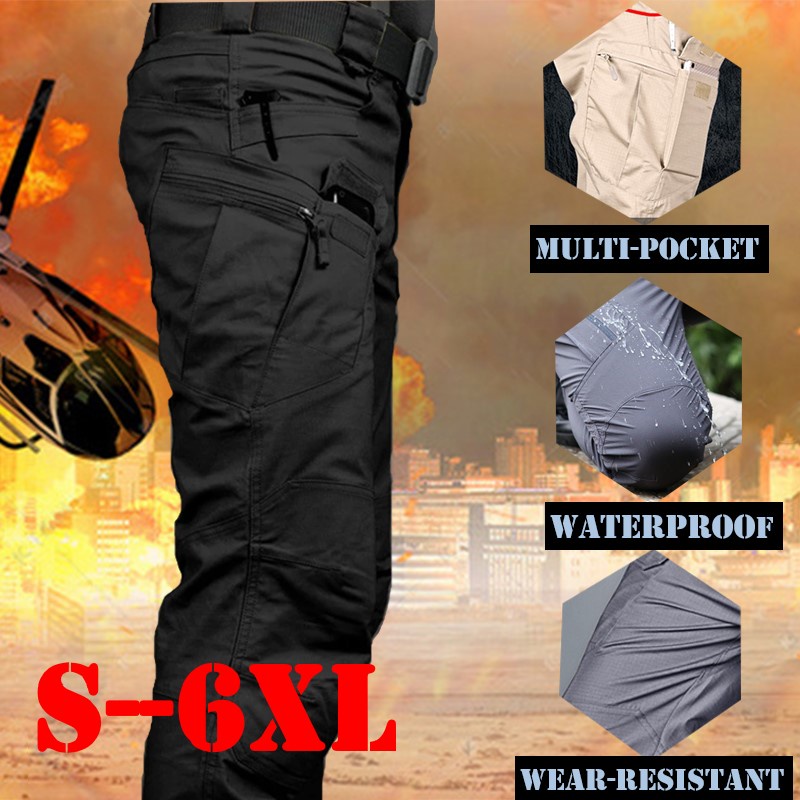 cargo pants men Waterproof Breathable Solid Color Trousers Multi ...