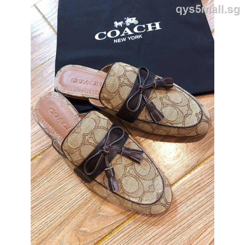 ♀❈❧Coach Women Leather Slippers Flat Shoes Sandals | Shopee Singapore