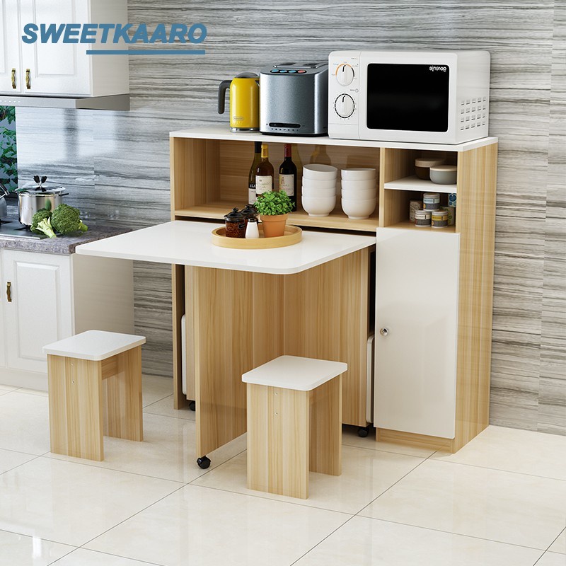 Foldable dining table home multifunctional dining table sideboard set