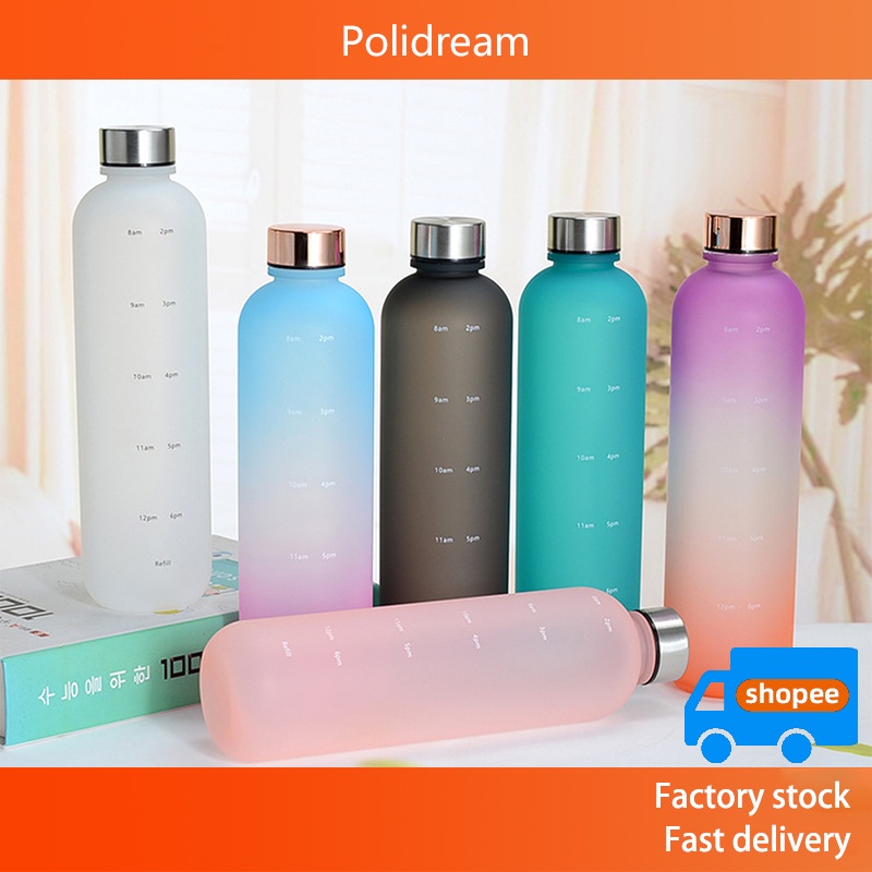 1000 ML Aesthetic Water Bottle With Time Marker Leak Proof Reusable BPA  Free Frosted Plastic-Motivational Water Bottle 32 OZ