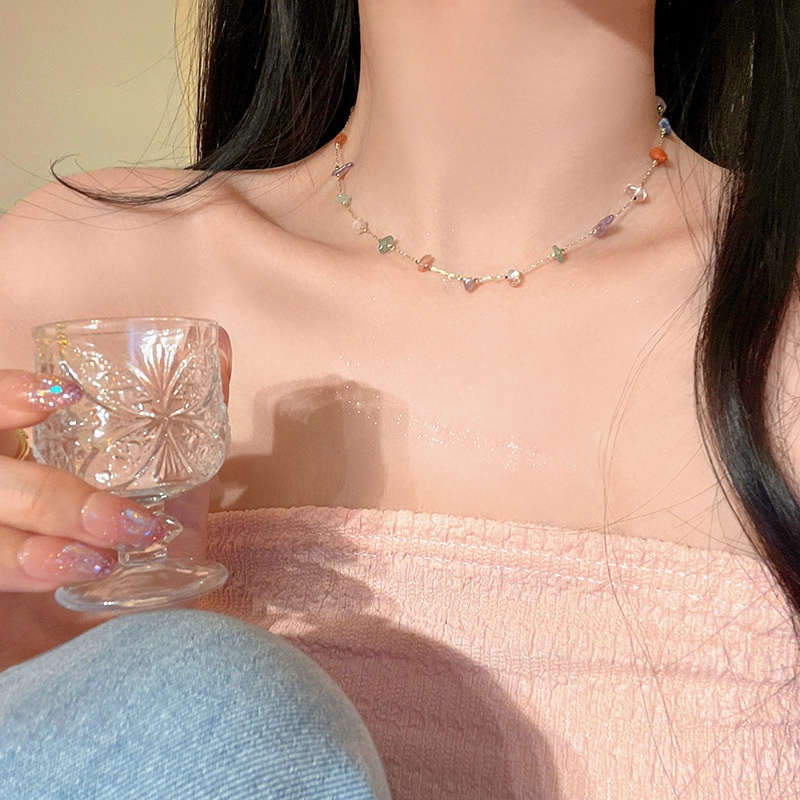 Fashion Women Jewelry Alloy Resin Colorful Stone Necklace