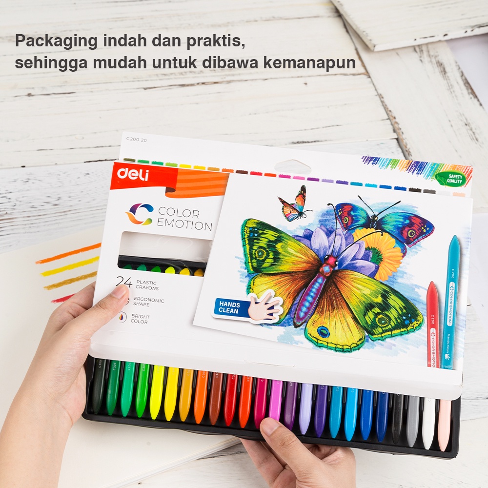 Deli Krayon Sekolah 24 Warna Cerah Bentuk segitiga ergonomis tidak beracun non toxic EC20020 - Gambar 3
