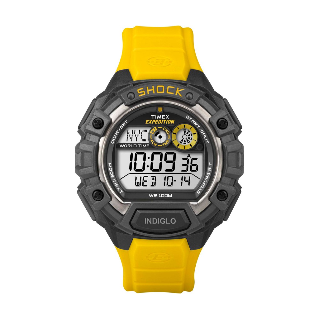Timex Expedition Global Shock 48mm Resin Strap Watch Black Yellow T49974 Shopee Singapore