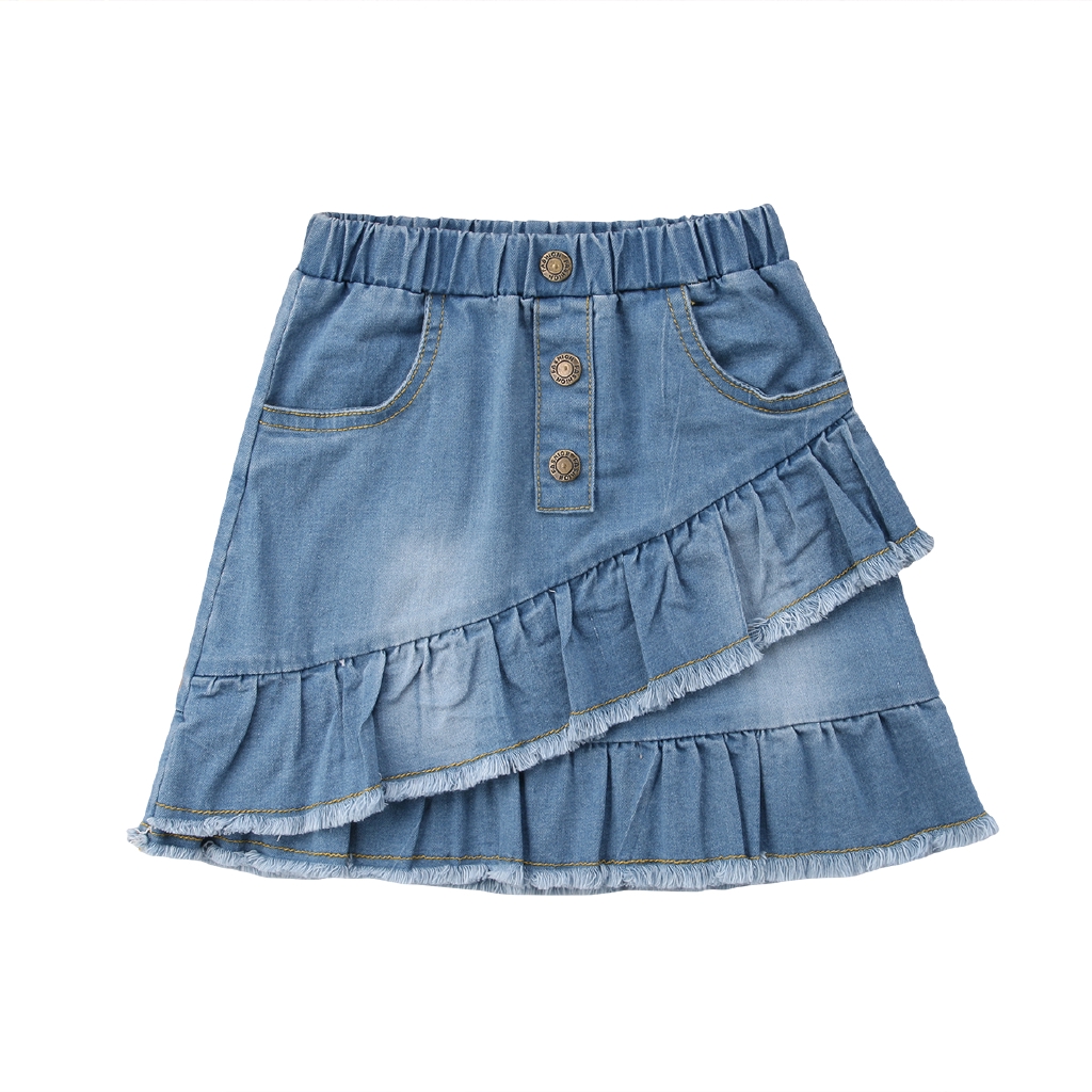 KH Seller Toddler Kids Girls Blue Denim Mini Skirt Short Dress Jean Skirt Shopee Singapore