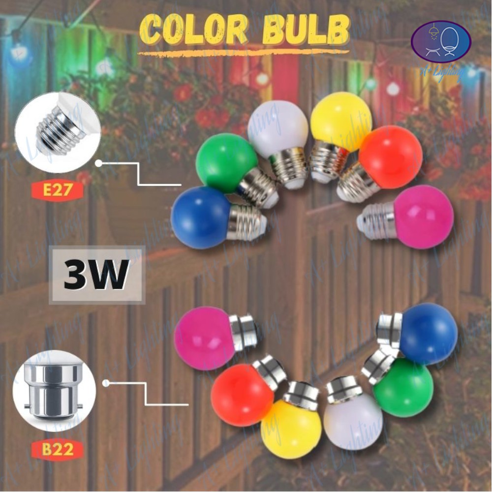Hari Raya COLOUR BULB G45 3W LED E27 B22 MENTOL LAMPU RAYA LAMPU HIASAN ...